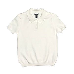 FOREVER 21 Girl's Cream Sweater-Knit Polo Shirt Size 13/14